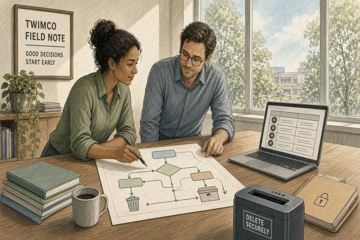 Editorial illustration for Field Note: Decide the delete path before you store the record.