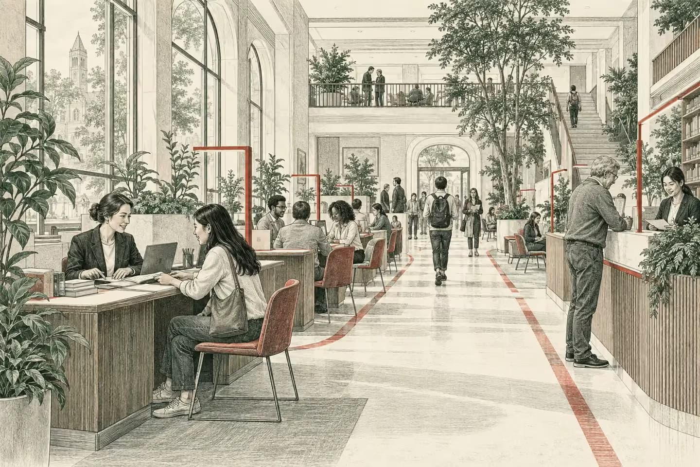 Residents and public-service staff navigate a connected civic service journey