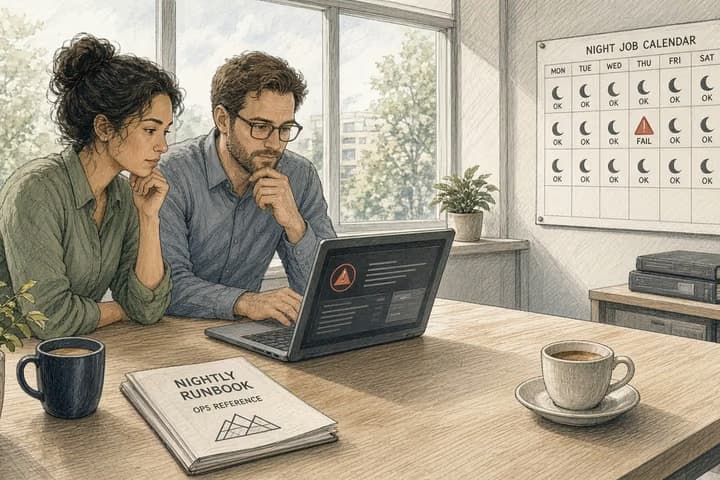 Editorial illustration for Field Note: Spec the batch-failure alert before the nightly job.