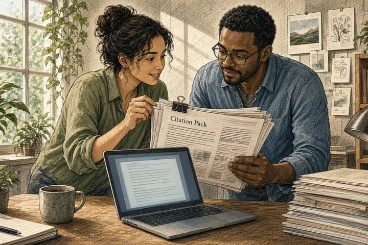 Editorial illustration for Field Note: Bound the AI answer with a citation pack before it hits the queue.