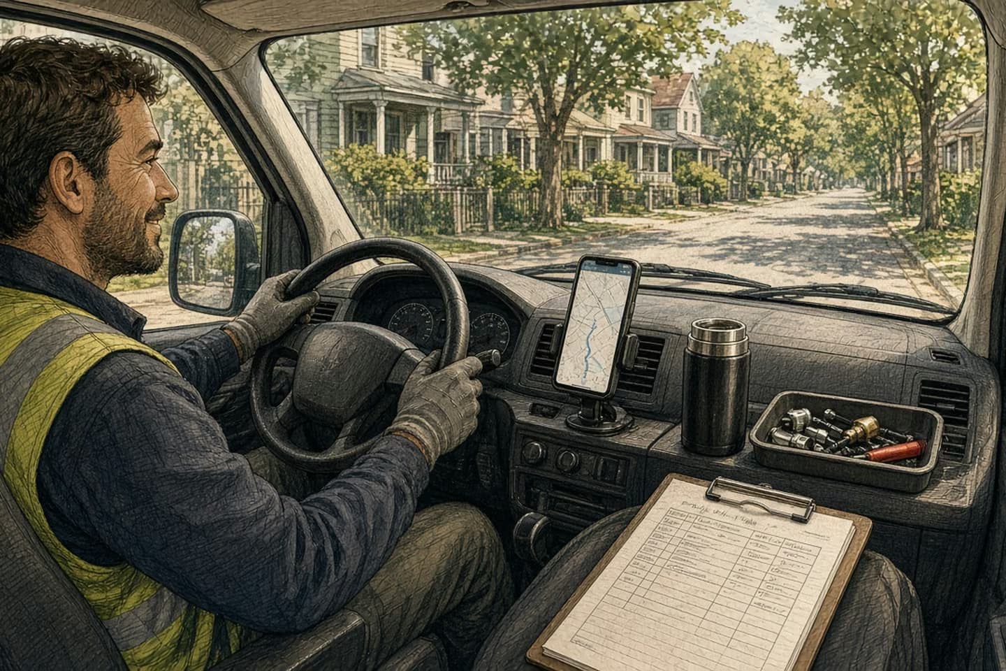 Editorial illustration for Field Note: Ride along for a shift before you design the field app.